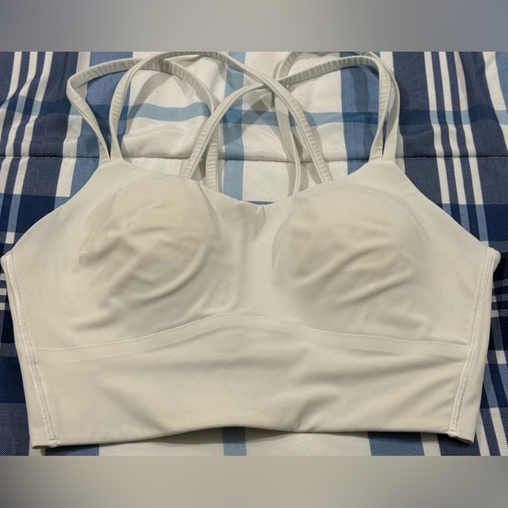 Lululemon Light Gray Longline Strappy Sports Bra Low Impact Yoga